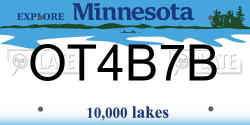 OT4B7B Minnesota License Plate