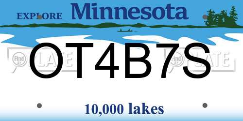 OT4B7S Minnesota License Plate