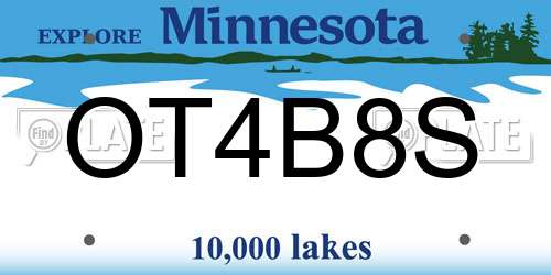OT4B8S Minnesota License Plate