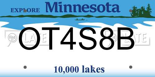 OT4S8B Minnesota License Plate