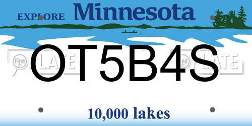 OT5B4S Minnesota License Plate