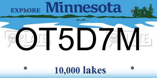 OT5D7M Minnesota License Plate