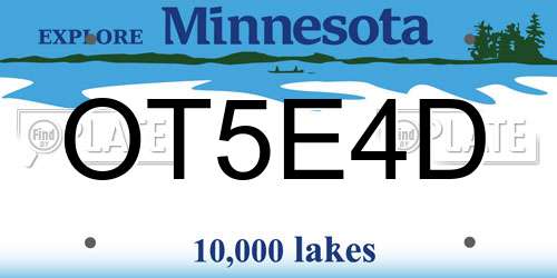 OT5E4D Minnesota License Plate