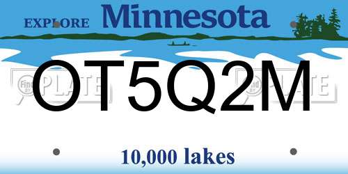 OT5Q2M Minnesota License Plate
