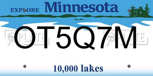 OT5Q7M Minnesota License Plate