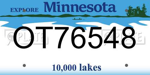 OT76548 Minnesota License Plate