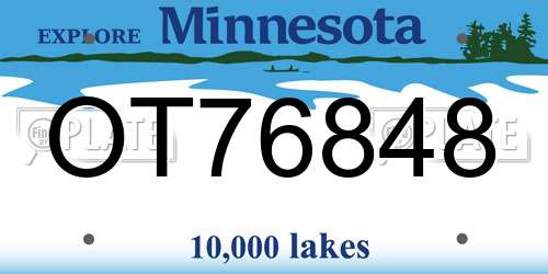 OT76848 Minnesota License Plate