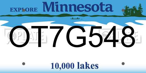 OT7G548 Minnesota License Plate