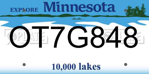 OT7G848 Minnesota License Plate