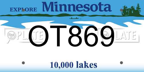 OT869 Minnesota License Plate