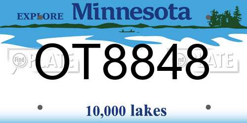 OT8848 Minnesota License Plate