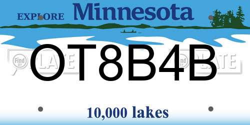 OT8B4B Minnesota License Plate