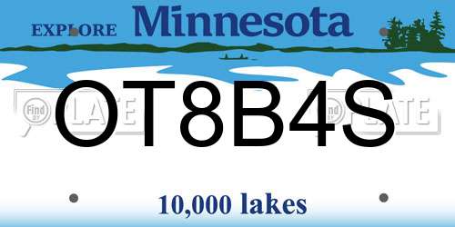 OT8B4S Minnesota License Plate