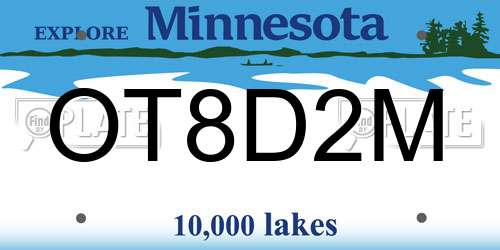 OT8D2M Minnesota License Plate