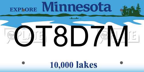 OT8D7M Minnesota License Plate