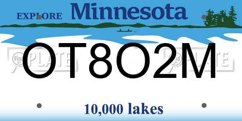 OT8O2M Minnesota License Plate