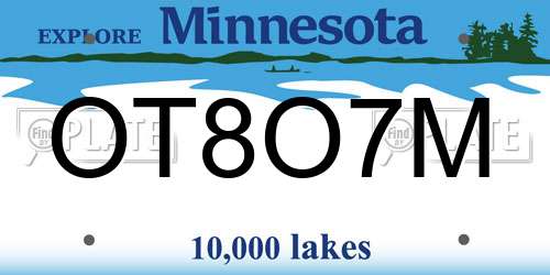 OT8O7M Minnesota License Plate