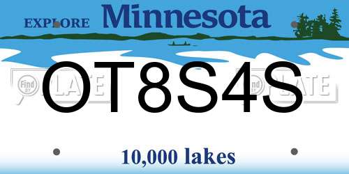 OT8S4S Minnesota License Plate
