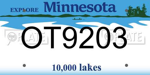 OT9203 Minnesota License Plate