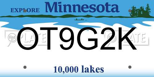 OT9G2K Minnesota License Plate