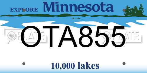 OTA855 Minnesota License Plate