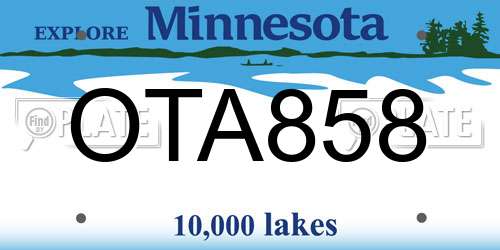 OTA858 Minnesota License Plate
