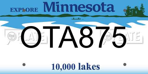 OTA875 Minnesota License Plate