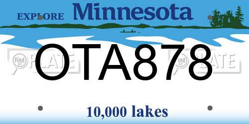 OTA878 Minnesota License Plate