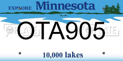 OTA905 Minnesota License Plate