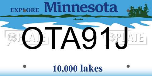 OTA91J Minnesota License Plate
