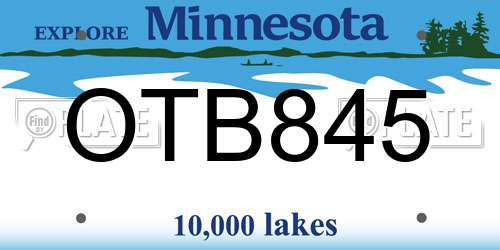 OTB845 Minnesota License Plate