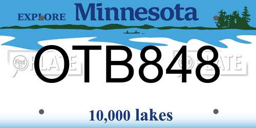 OTB848 Minnesota License Plate