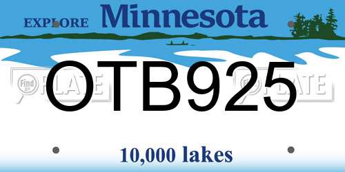 OTB925 Minnesota License Plate