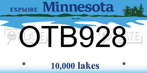 OTB928 Minnesota License Plate