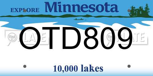 OTD809 Minnesota License Plate