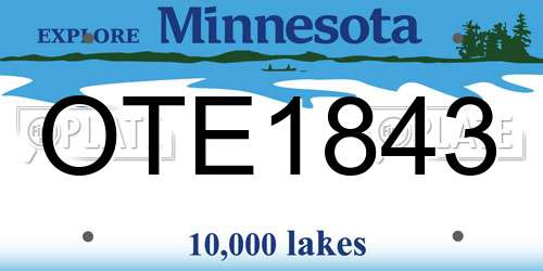 OTE1843 Minnesota License Plate