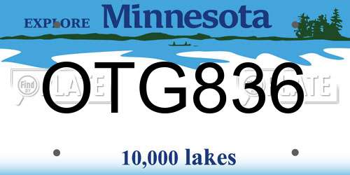 OTG836 Minnesota License Plate