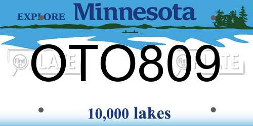 OTO809 Minnesota License Plate