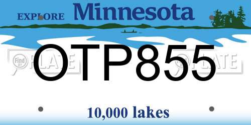 OTP855 Minnesota License Plate