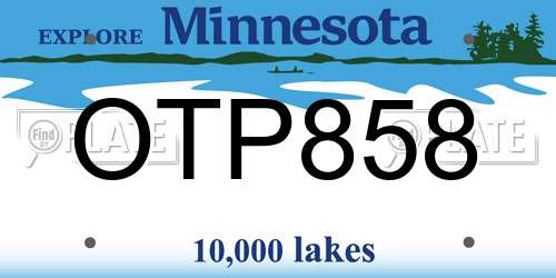 OTP858 Minnesota License Plate
