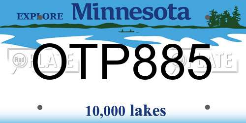 OTP885 Minnesota License Plate