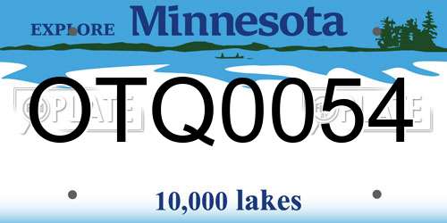 OTQ0054 Minnesota License Plate