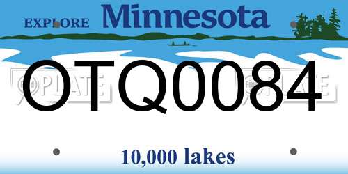 OTQ0084 Minnesota License Plate