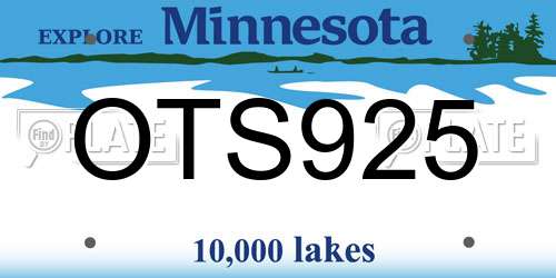 OTS925 Minnesota License Plate