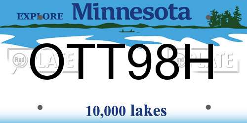 OTT98H Minnesota License Plate