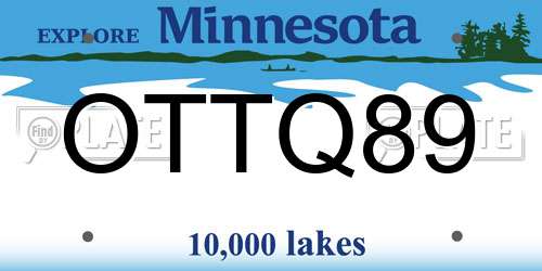 OTTQ89 Minnesota License Plate