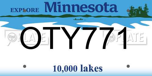 OTY771 Minnesota License Plate