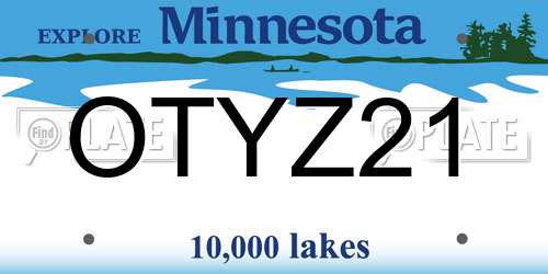 OTYZ21 Minnesota License Plate