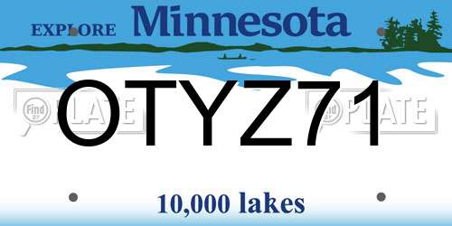OTYZ71 Minnesota License Plate