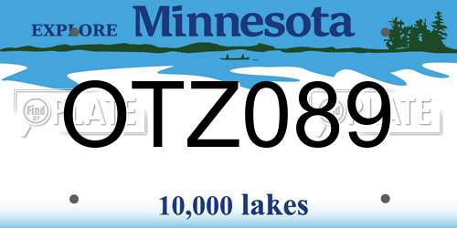 OTZ089 Minnesota License Plate